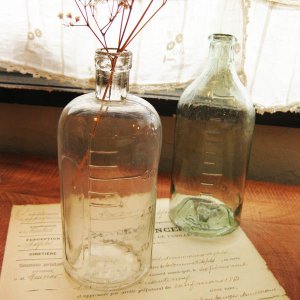 画像1: 古い瓶　ビン　ボトル　(クリア)　※左のみ　　 (1)